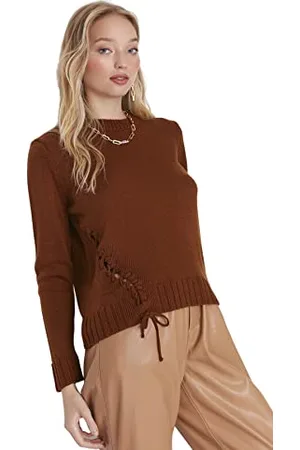 Trendyol Girocollo Pianura Regolare Maglione Maglia di Tuta, , L Donna