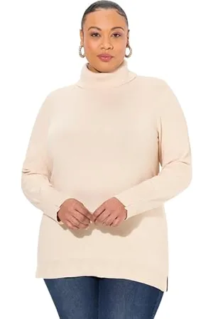 Ulla Popken Rollkragenpullover, Breite Rippbündchen, Langarm Pullover, , 56-58 Donna