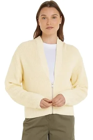 Calvin Klein Jeans Woven Label Zipped Cardigan J20J222623, (Vanilla), M Donna