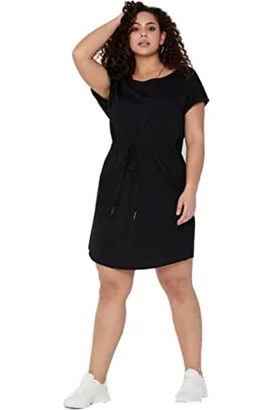 ONLY Carmakoma NOS CARAPRIL SS Knee Dress Solid Noos Vestito, Black, S-42/44 Donna