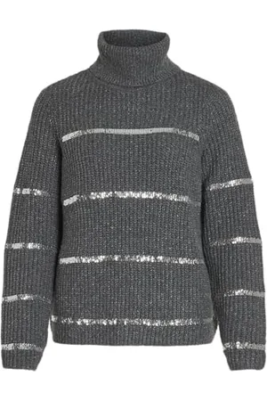 VILA Visacha Roll-Neck L/S Glitter Knit Top Borsa con Manico Superiore, , M Donna