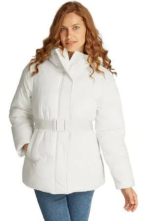 Calvin Klein Jeans Donna LOGO BELT SHORT PUFFER J20J224107, White (Ivory), XL