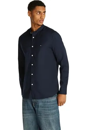 Tommy Hilfiger Uomo Camicia Regular Fit Maniche Lunghe, (Desert Sky), 3XL