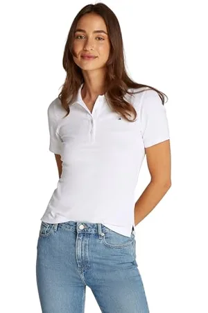 Tommy Hilfiger Maglietta Polo Maniche Corte Donna Slim Fit, (Optic White), L