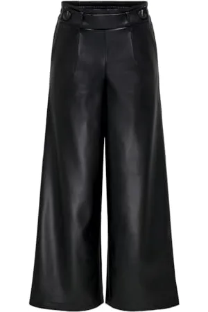 ONLY Onlbina-Pantaloni Larghi in Pelle, , (L) W x 34L Donna