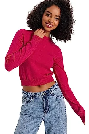 Trendyol Damen Slim Fit Basic Crew Neck Knitwear Sweater Maglione, , M Donna