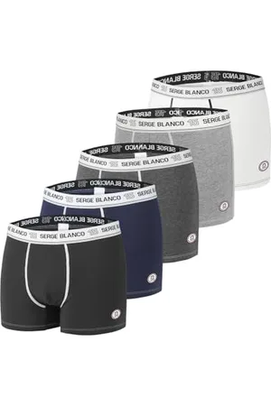 Serge Blanco Boxer Uomo Cotone, vestibilità perfetta, ipoallergenica, set di 5, Nero, Grigio, Bianco, Taglie XXXL