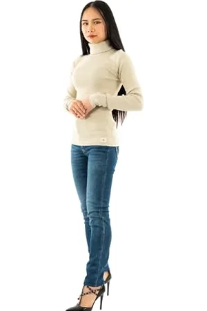 Calvin Klein Jeans Donna WOVEN LABEL ROLL NECK SWEATER J20J224225, Grey (Pelican), M