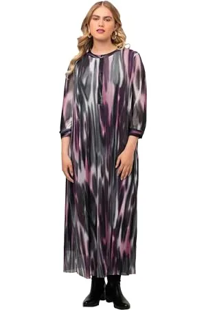 Ulla Popken Abito a Rete Stampa sfocata Vestiti, , 68-70 Donna