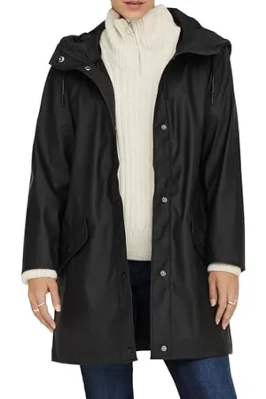 ONLY Onlelisa Raincoat Otw, Giacca impermeabile Donna, Nero, M