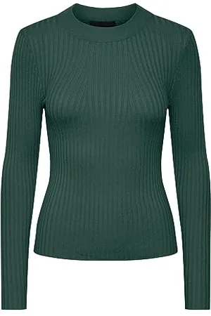 Pieces® Pccrista LS O-Collo Knit Noos BC Maglione, Trekking Green, L Donna