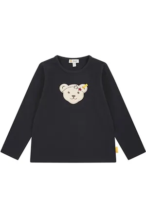 Steiff T-Shirt Langarm Maglietta a Maniche Lunghe, Blu Navy, 104 Bambina