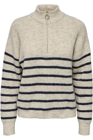 ONLY Onltokyo L/S-Pullover con Cerniera a Collo Alto Maglione, Pumice Stone, M Donna