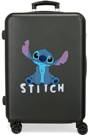 Disney Valigia per bambini rigida Chiusura a combinazione Laterale 4 ruote Bagagli a Mano è realizzato in ABS, un materiale rigido e leggero., Stitch carino, Valigia media