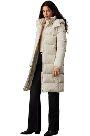 Calvin Klein Jeans Donna MONOLOGO NON DOWN LONG PUFFER J20J224104, Grey (Pelican), L