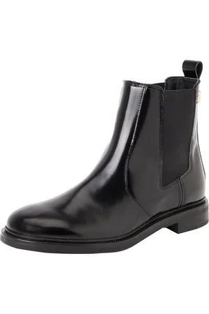 Tommy Hilfiger Donna Stivaletti Chelsea Abrasivato Leather Lucidi, (Black), 37