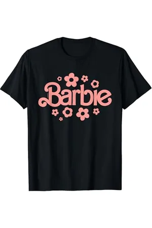 Barbie Rosa Retro Fiori Logo Maglietta