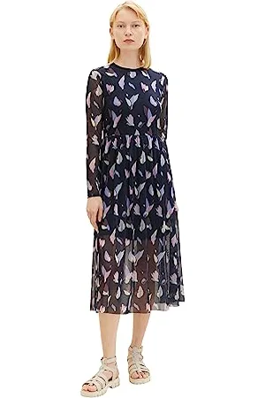 TOM TAILOR Fantasia Abito in Rete da Donna in Denim con Motivo, , XXL
