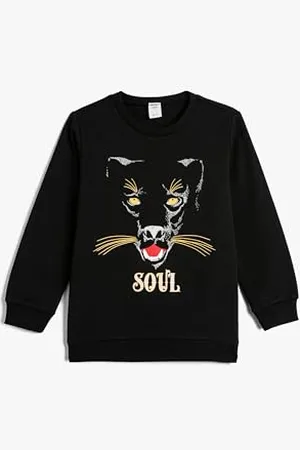 Koton Sweat Long Sleeve Crew Neck Tiger Printed Detail Soft Interior, Maglia di Tuta Ragazzi, (999)