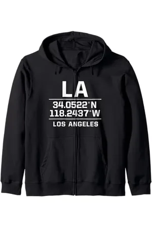 Los Angeles Coordinates Text Felpa con Cappuccio