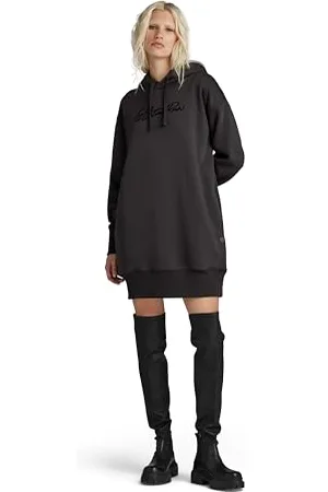 G-Star Donna Flock Hooded Sweat Dress, (dk black D24669-A971-6484), XL
