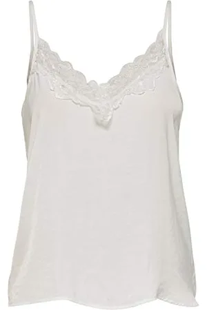 JDY Appa New Lace Singlet Wvn Noos, Top Donna, (Cloud Dancer/Detail:dtm Lace), 38
