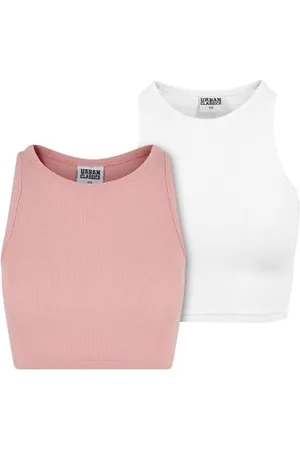 Urban classics Ladies Cropped Rib Top 2 Pack Canottiera, , S Donna