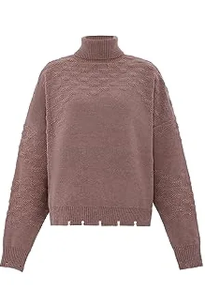 Faina Dolcevita Versatile da Donna con Collo Alto alla Moda, in Acrilico, Beige, Taglia XL/XXL Maglione