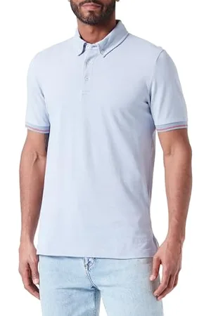 Geox M Polo Oxford 2, Denim dissolvente/Bianco Brillante, S Uomo