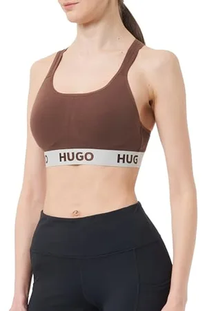 HUGO BOSS Bralette Padded Sporty Logo Reggiseno, Marrone Scuro 201, XL Donna