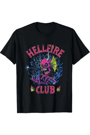 Stranger Things Hellfire Club Splash DND Demone Retro Hawkins Maglietta