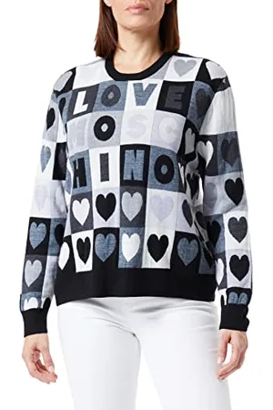 Moschino Felpa a Maniche Lunghe con Cuori Maglione, , 46 Donna