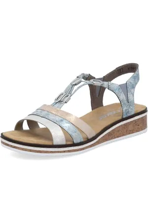 Rieker Donna Sandali V36G4, Signora Sandali,Scarpa Estiva,Sandalo Estivo,Comodo,Piatto,Blu (Blau Kombi / 40),39 EU / 6 UK