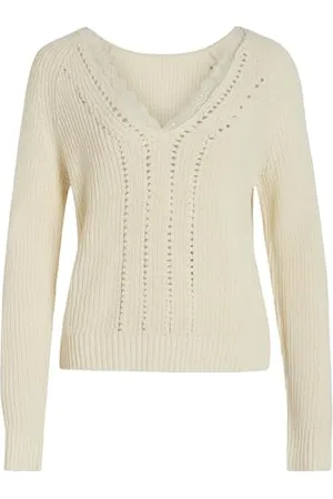 VILA Vioa L/S Rev-Maglia in Pizzo Maglione Lavorato, , M Donna