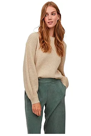 VILA Vifelo L/S Cropped Knit Top/su-Noos Maglione, , XXL Donna