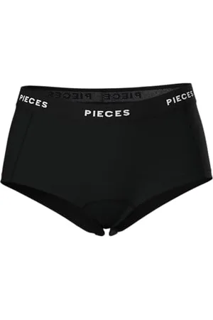 Pieces® PCLOGO Lady Boxers/Solid Noos Slip, (Black Black), 42 (Taglia Unica: Small) Donna