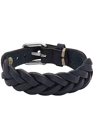 Fossil Bracciale da uomo in pelle, Bracciale con cinturino in pelle blu, lunghezza: 260 mm, larghezza: 20 mm, JF04406040