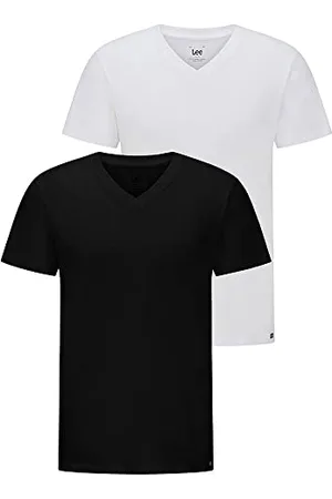 Lee Twin Pack V Neck Black White T-Shirt, , XL Uomo