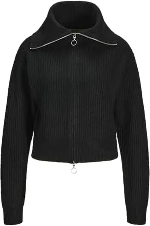 JJXX Jxgilly-Cardigan a Maniche Lunghe Maglione, Black/Detail:/Moonbeam Neck Piping, M Donna