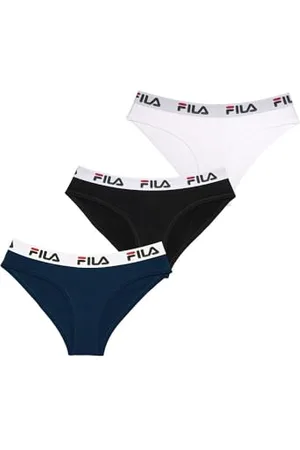 Fila Mutande Donna Cotone, Intimo Donna Stretch, Confortevole e Morbido Set di 3, Nero, Blu, Bianco, Taglie XS