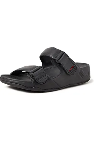 FitFlop Gogh Moc Slide In Leather, Sandali Punta Aperta Uomo, Nero (Black 001), 46 EU