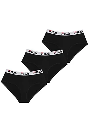Fila Mutande Donna Cotone, Intimo Donna Stretch, Confortevole e Morbido Set di 3, Nero, Taglie S