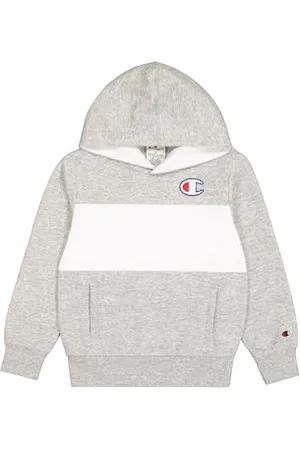 Champion Legacy Retro Sport B (306849) -Ultralight Soft Compact Fleece Color Block Felpa con Cappuccio, (NOXM/Wht), 11-12 Anni Bambino