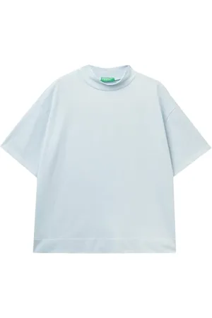 Benetton T-shirt 3bl0d102v, T-Shirt Donna, Celeste Polvere 135, S