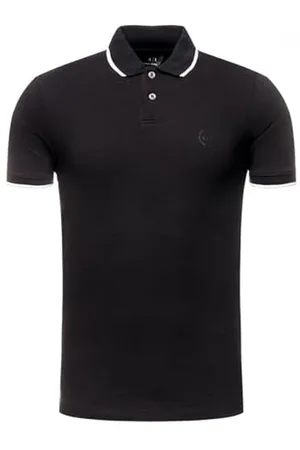 Armani Exchange Double Stripe Polo Uomo, (BLACK 1200), S