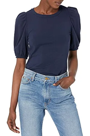 Amazon Maglietta Girocollo a Maniche Corte con Maniche a Sbuffo e Vestibilità Classica Donna, , XXL