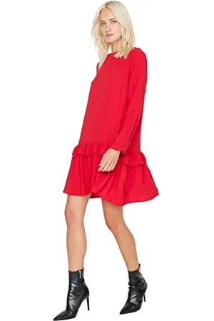 Trendyol Woman Mini Standard Crew Neck Woven Dress Vestito, , 34 Donna