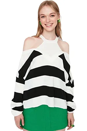 Trendyol Girocollo A Righe Regolare Maglia di Tuta, , M Donna