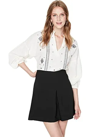 Trendyol Damen Mini Linie Webstoff Rock Gonna, Black, 34 da Donna