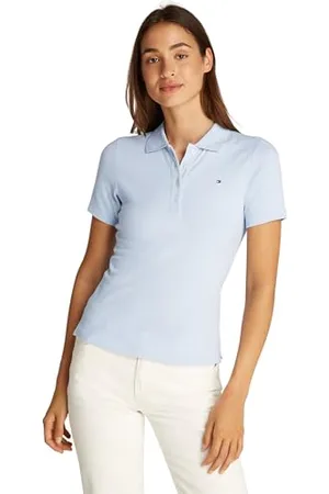 Tommy Hilfiger Maglietta Polo Maniche Corte Donna Slim Fit, (Breezy Blue), XS